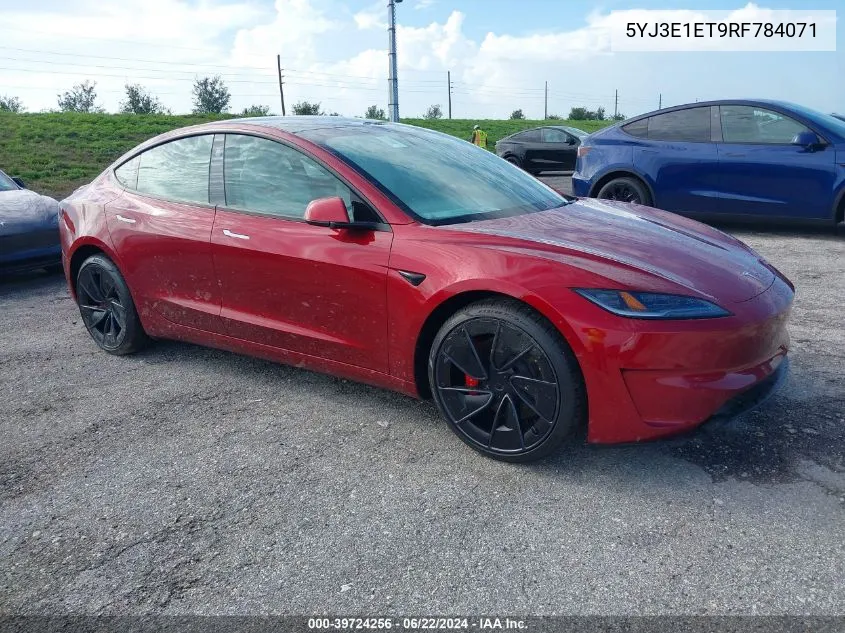 2024 Tesla Model 3 VIN: 5YJ3E1ET9RF784071 Lot: 39724256