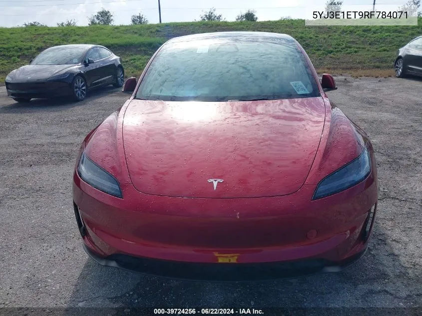 2024 Tesla Model 3 VIN: 5YJ3E1ET9RF784071 Lot: 39724256