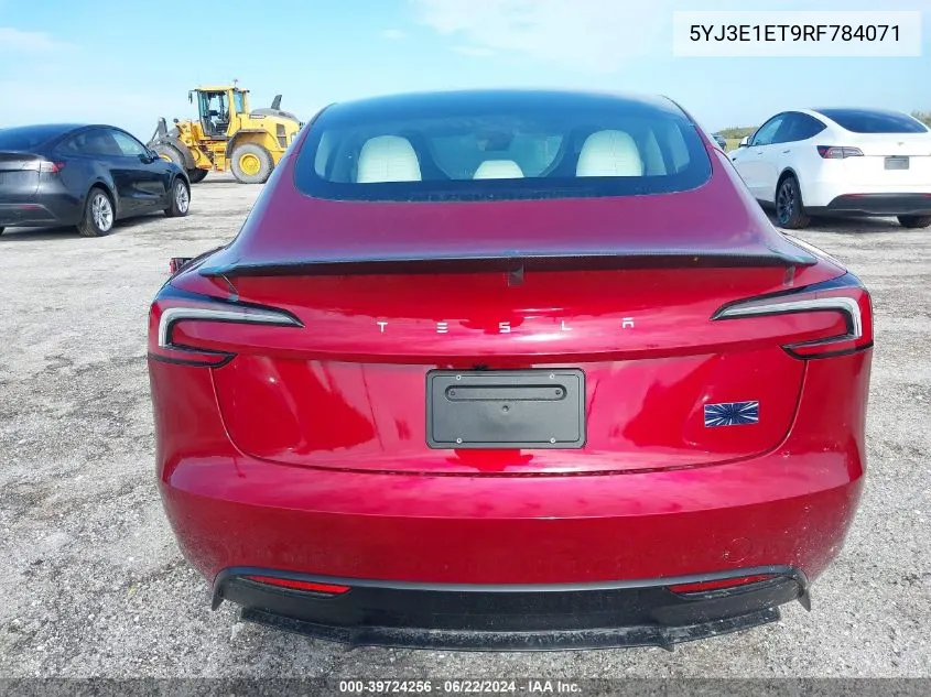 5YJ3E1ET9RF784071 2024 Tesla Model 3