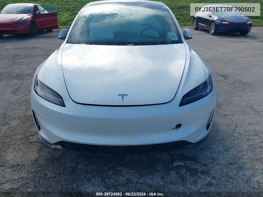 2024 Tesla Model 3 VIN: 5YJ3E1ET7RF790502 Lot: 39724582