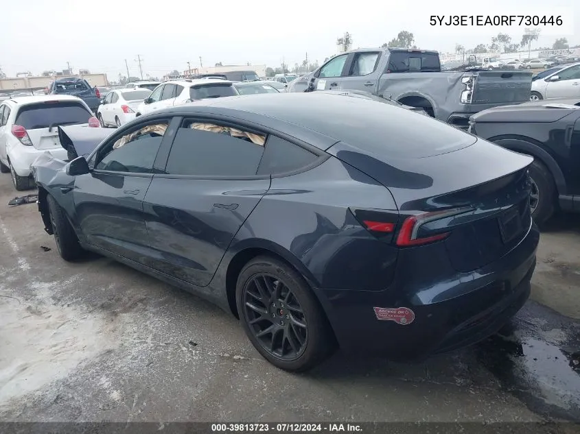 2024 Tesla Model 3 VIN: 5YJ3E1EA0RF730446 Lot: 39813723