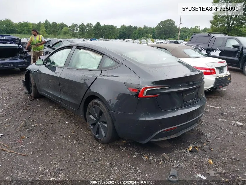 5YJ3E1EA8RF735099 2024 Tesla Model 3 Rear-Wheel Drive