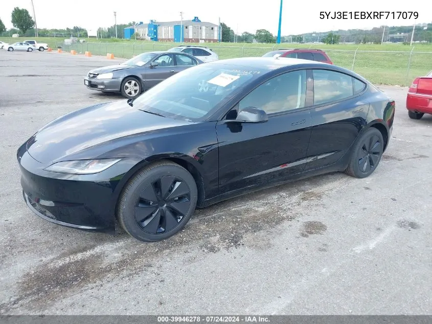 2024 Tesla Model 3 Long Range Dual Motor All-Wheel Drive VIN: 5YJ3E1EBXRF717079 Lot: 39946278