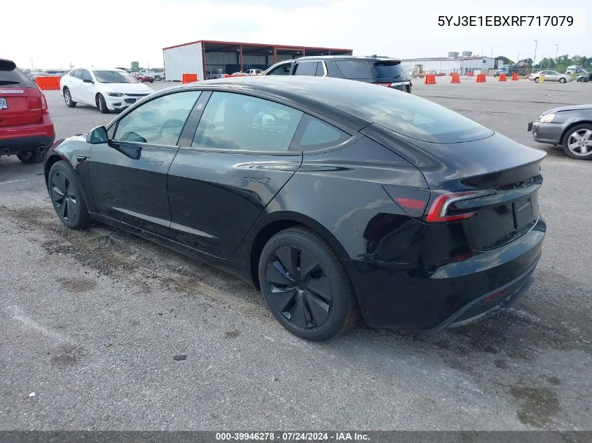 2024 Tesla Model 3 Long Range Dual Motor All-Wheel Drive VIN: 5YJ3E1EBXRF717079 Lot: 39946278