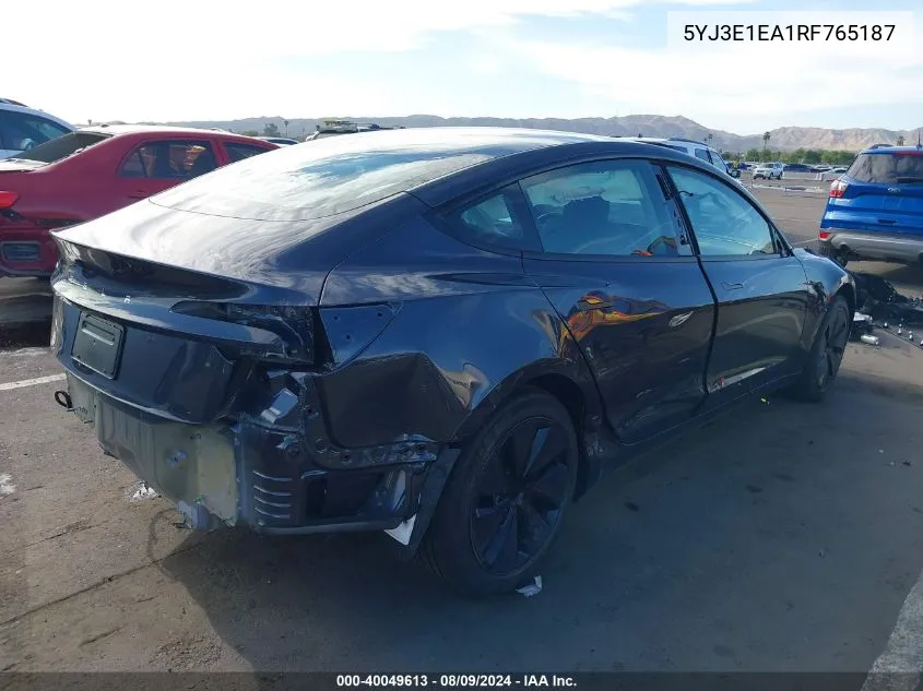 5YJ3E1EA1RF765187 2024 Tesla Model 3 Rear-Wheel Drive