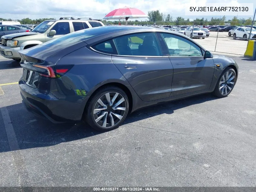 5YJ3E1EA6RF752130 2024 Tesla Model 3 Rear-Wheel Drive