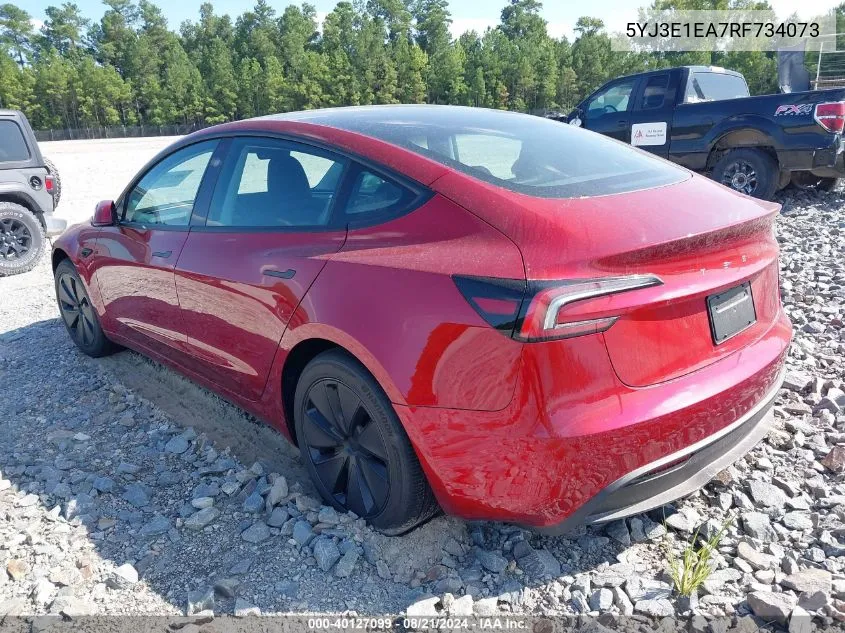 5YJ3E1EA7RF734073 2024 Tesla Model 3 Rear-Wheel Drive