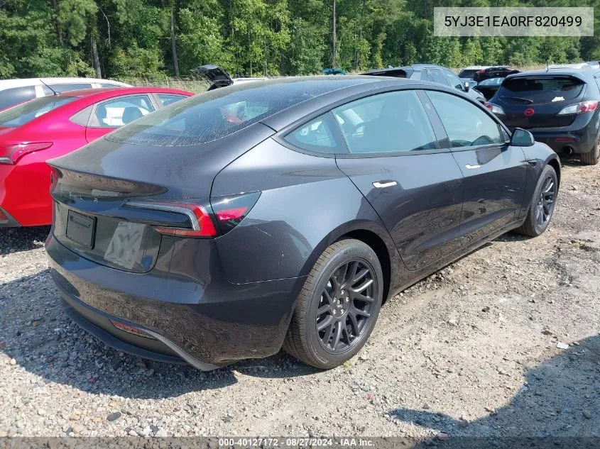 5YJ3E1EA0RF820499 2024 Tesla Model 3 Rear-Wheel Drive