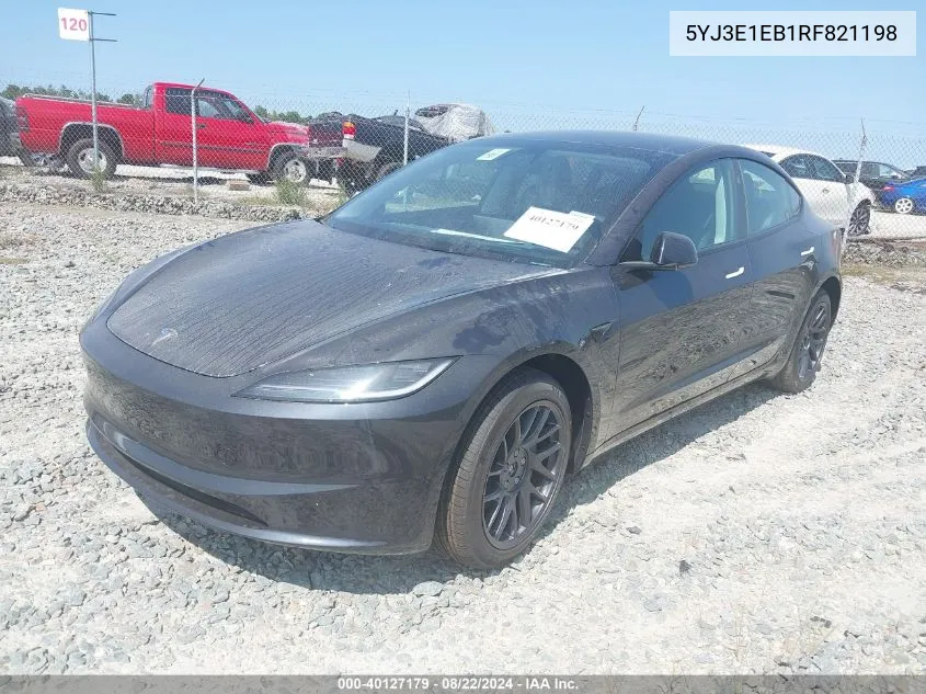 2024 Tesla Model 3 Long Range Dual Motor All-Wheel Drive VIN: 5YJ3E1EB1RF821198 Lot: 40127179