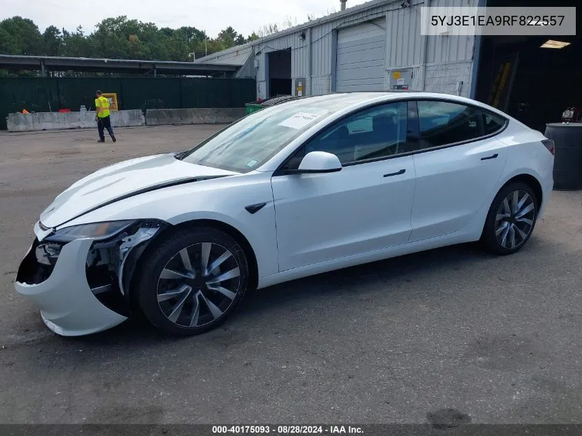 2024 Tesla Model 3 Rear-Wheel Drive VIN: 5YJ3E1EA9RF822557 Lot: 40175093