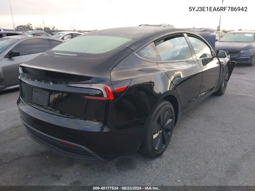 5YJ3E1EA6RF786942 2024 Tesla Model 3 Rear-Wheel Drive