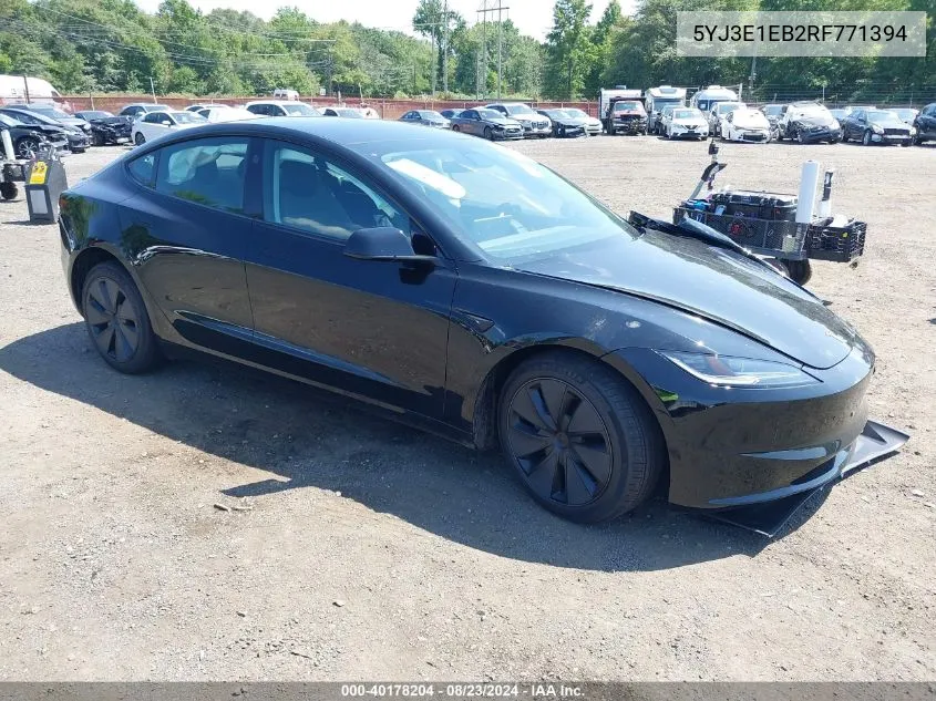 2024 Tesla Model 3 Long Range Dual Motor All-Wheel Drive VIN: 5YJ3E1EB2RF771394 Lot: 40178204