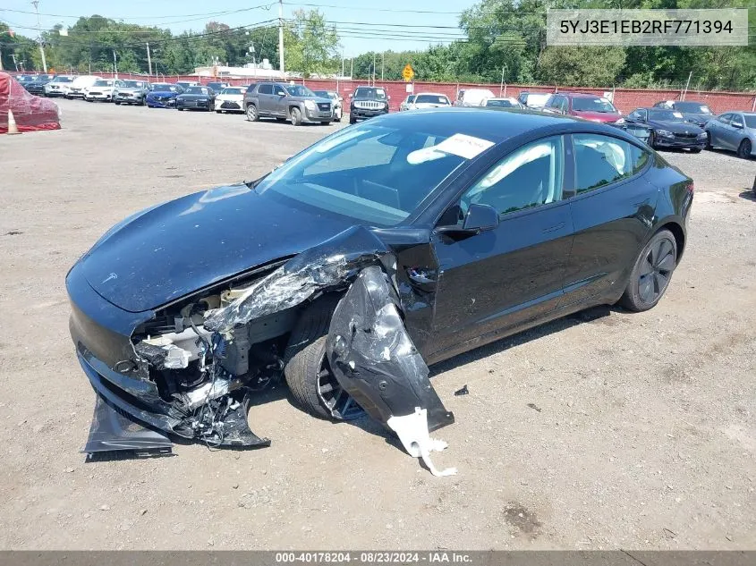 2024 Tesla Model 3 Long Range Dual Motor All-Wheel Drive VIN: 5YJ3E1EB2RF771394 Lot: 40178204