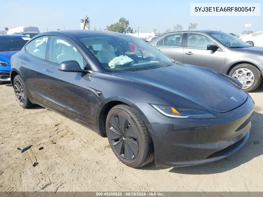 5YJ3E1EA6RF800547 2024 Tesla Model 3 Rear-Wheel Drive