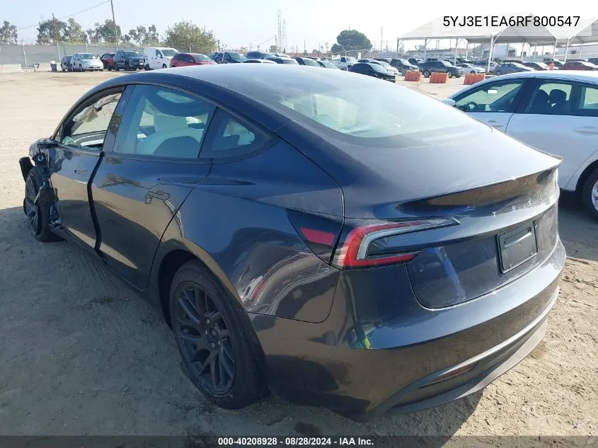 5YJ3E1EA6RF800547 2024 Tesla Model 3 Rear-Wheel Drive