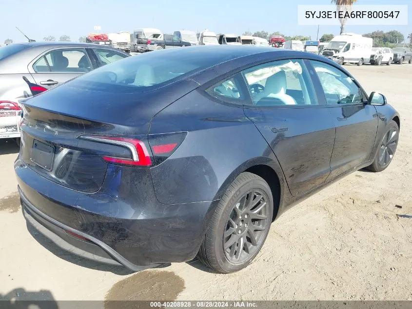 5YJ3E1EA6RF800547 2024 Tesla Model 3 Rear-Wheel Drive