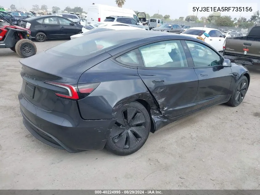 5YJ3E1EA5RF735156 2024 Tesla Model 3 Rear-Wheel Drive