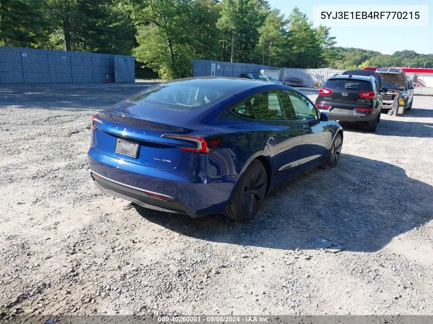 5YJ3E1EB4RF770215 2024 Tesla Model 3