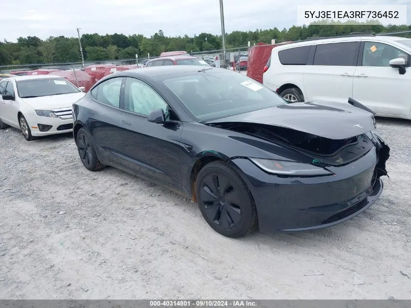 5YJ3E1EA3RF736452 2024 Tesla Model 3 Rear-Wheel Drive