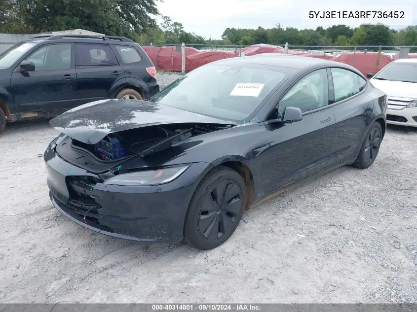 5YJ3E1EA3RF736452 2024 Tesla Model 3 Rear-Wheel Drive