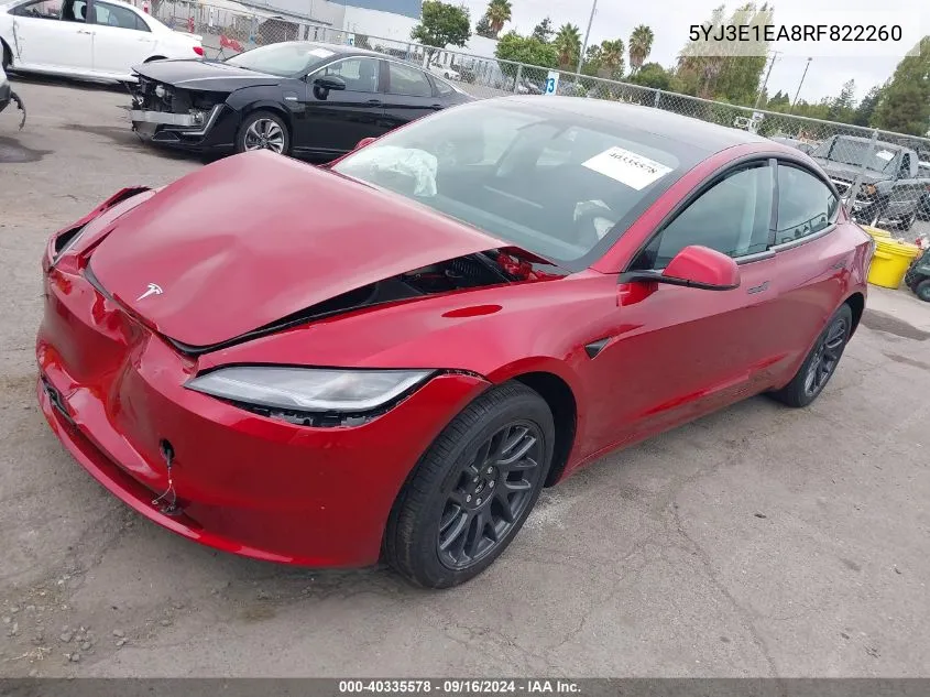 5YJ3E1EA8RF822260 2024 Tesla Model 3