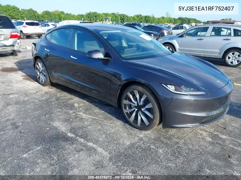 5YJ3E1EA1RF752407 2024 Tesla Model 3