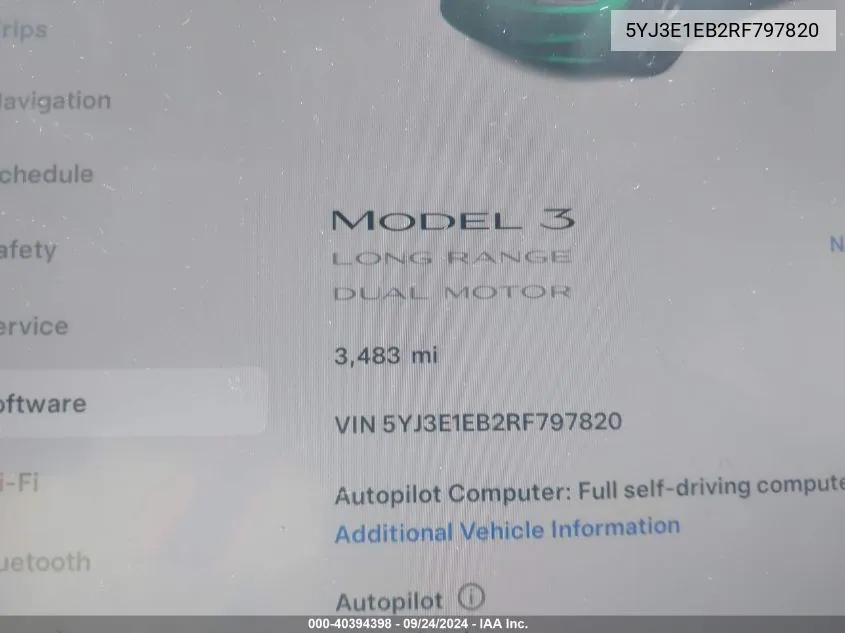 5YJ3E1EB2RF797820 2024 Tesla Model 3