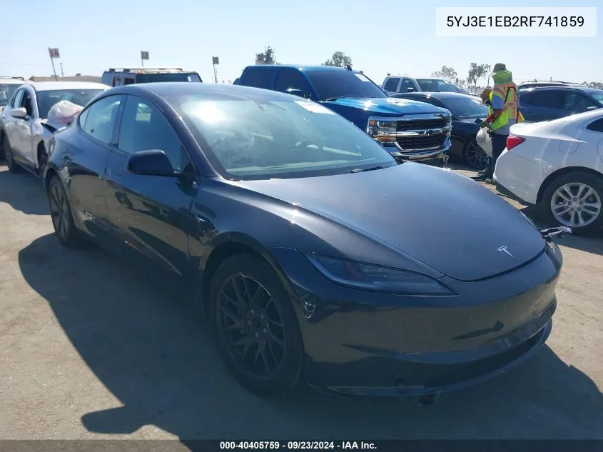 2024 Tesla Model 3 Long Range Dual Motor All-Wheel Drive VIN: 5YJ3E1EB2RF741859 Lot: 40405759