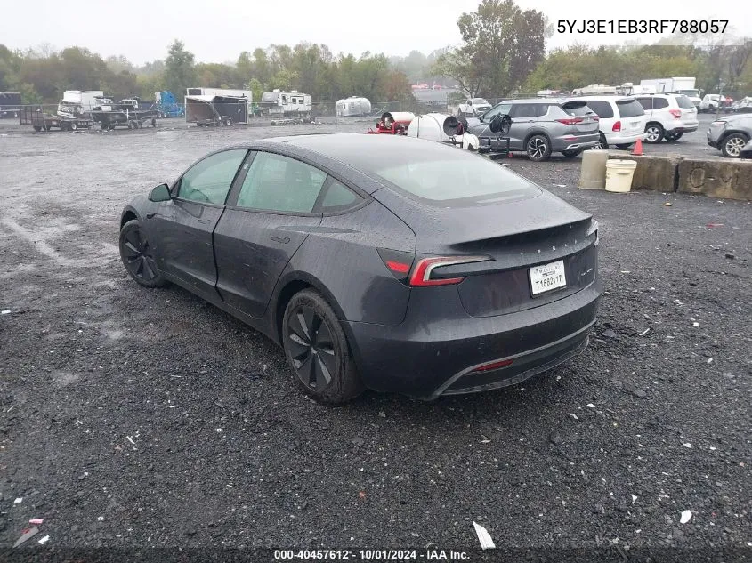 2024 Tesla Model 3 VIN: 5YJ3E1EB3RF788057 Lot: 40457612