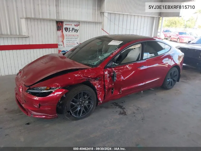 2024 Tesla Model 3 VIN: 5YJ3E1EBXRF815710 Lot: 40462418