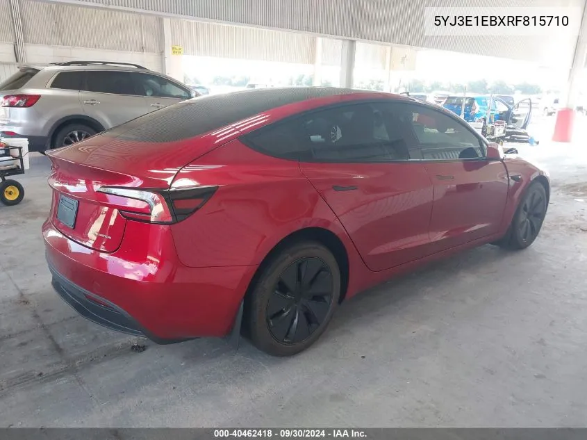 2024 Tesla Model 3 VIN: 5YJ3E1EBXRF815710 Lot: 40462418