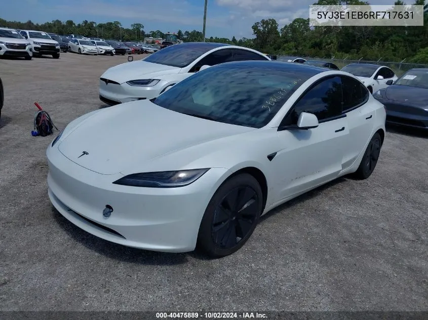 2024 Tesla Model 3 VIN: 5YJ3E1EB6RF717631 Lot: 40475889