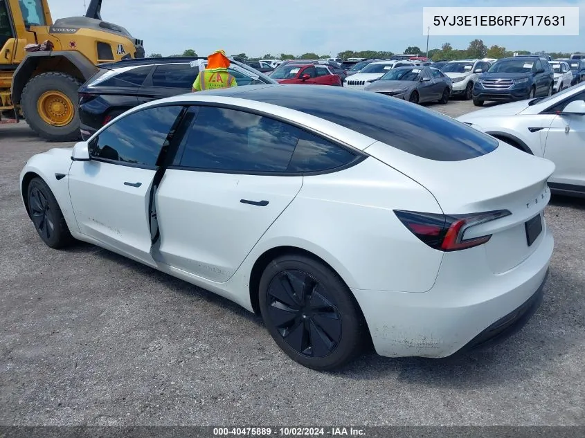 5YJ3E1EB6RF717631 2024 Tesla Model 3