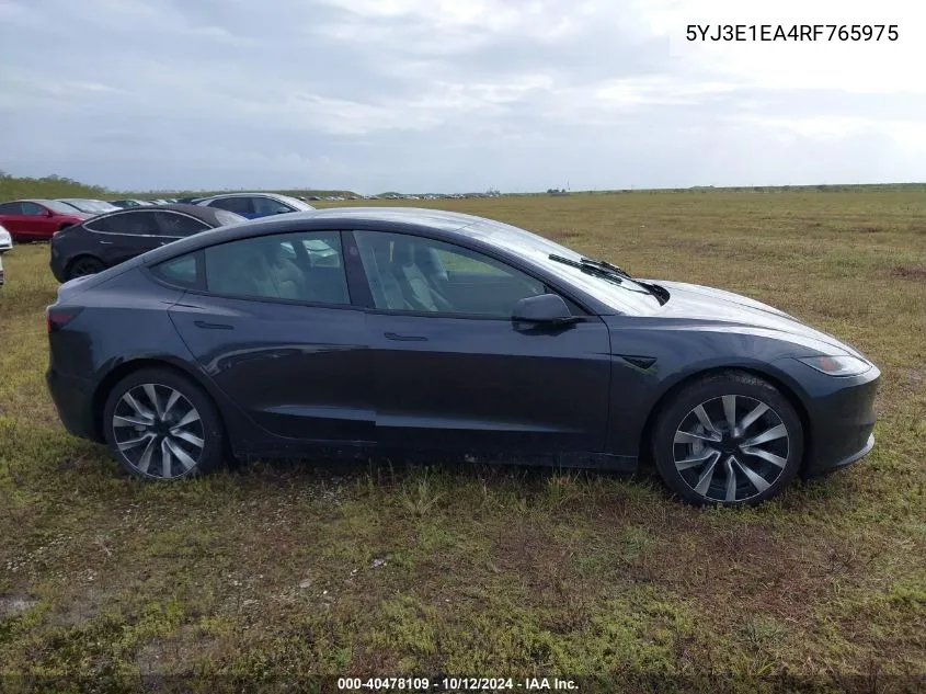 2024 Tesla Model 3 VIN: 5YJ3E1EA4RF765975 Lot: 40478109