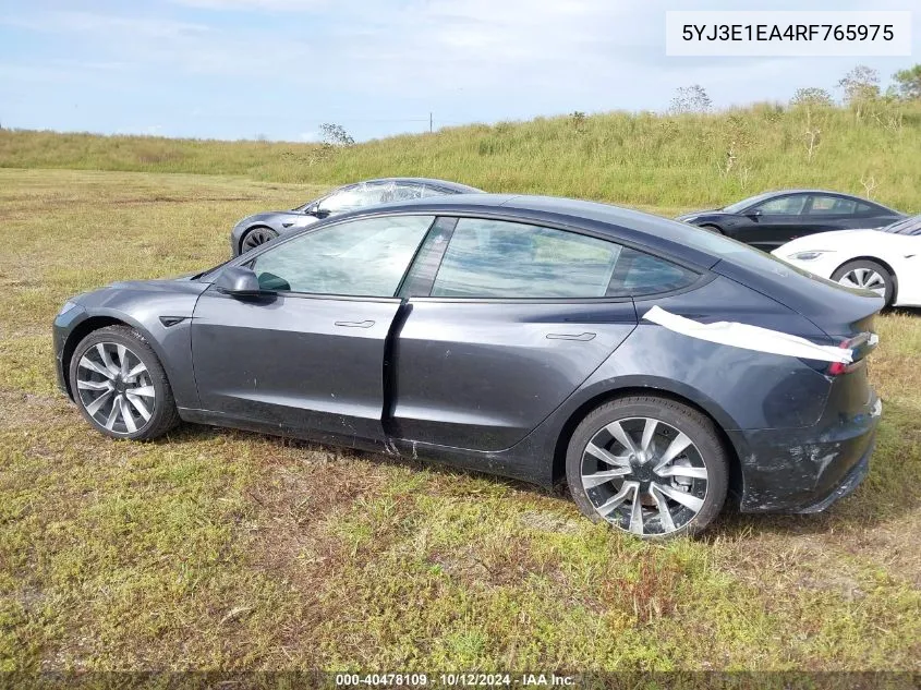 2024 Tesla Model 3 VIN: 5YJ3E1EA4RF765975 Lot: 40478109