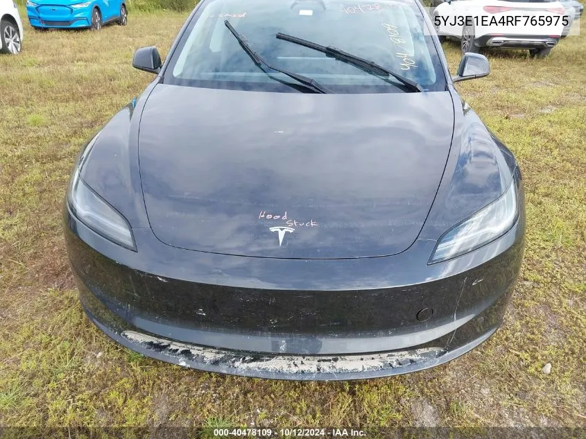 2024 Tesla Model 3 VIN: 5YJ3E1EA4RF765975 Lot: 40478109