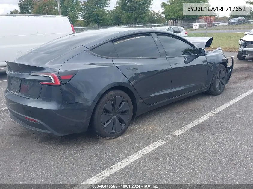 5YJ3E1EA4RF717652 2024 Tesla Model 3 Rear-Wheel Drive