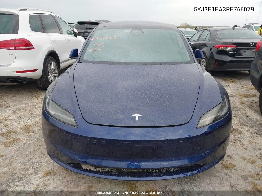 2024 Tesla Model 3 VIN: 5YJ3E1EA3RF766079 Lot: 40486143