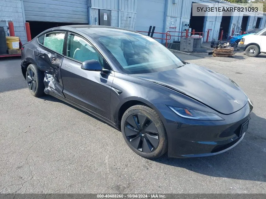 5YJ3E1EAXRF821093 2024 Tesla Model 3 Rear-Wheel Drive