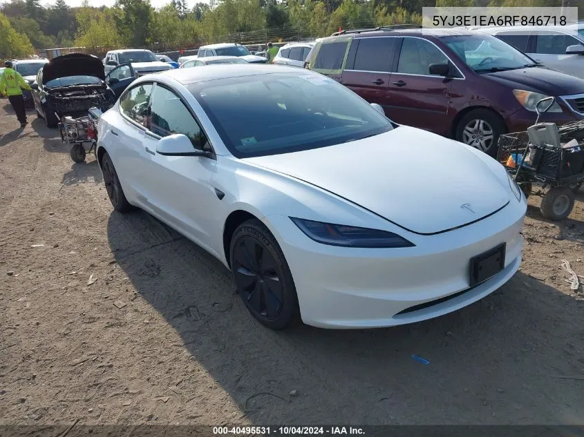 2024 Tesla Model 3 Rear-Wheel Drive VIN: 5YJ3E1EA6RF846718 Lot: 40495531