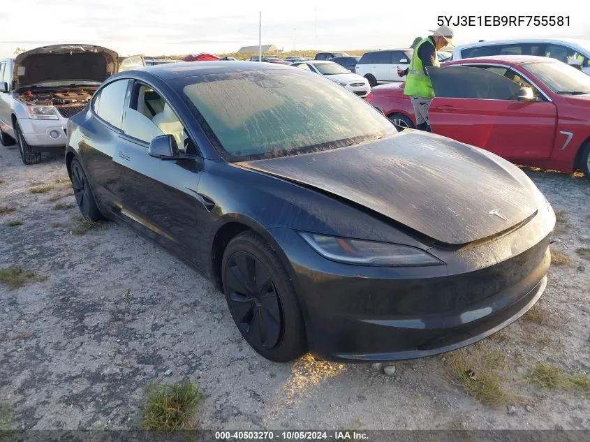 2024 Tesla Model 3 VIN: 5YJ3E1EB9RF755581 Lot: 40503270