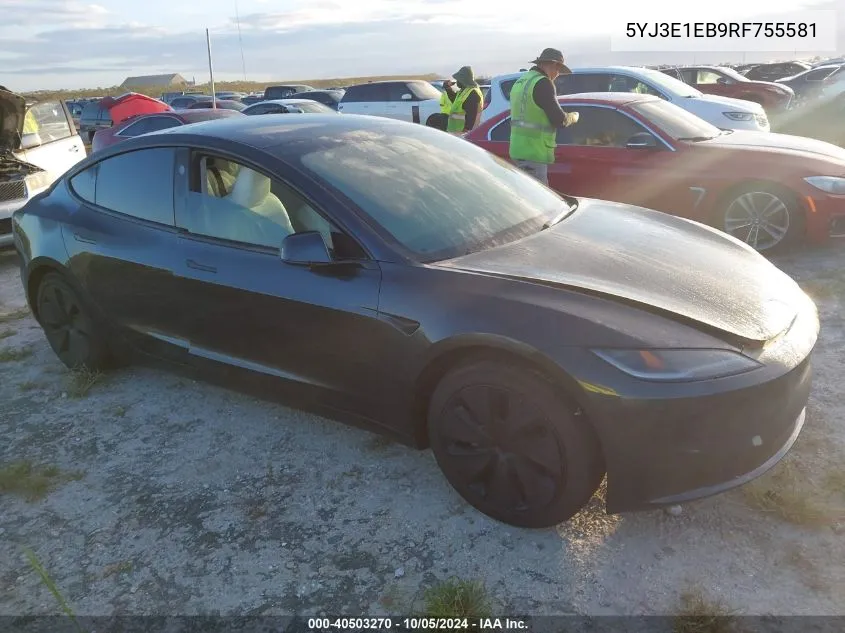 2024 Tesla Model 3 VIN: 5YJ3E1EB9RF755581 Lot: 40503270