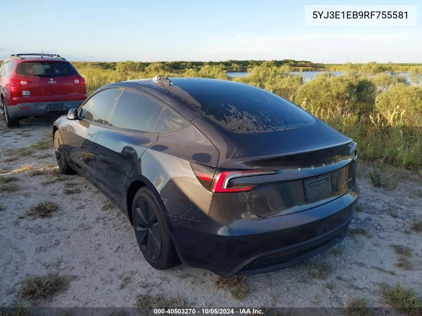 2024 Tesla Model 3 VIN: 5YJ3E1EB9RF755581 Lot: 40503270