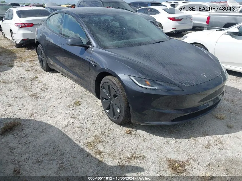 2024 Tesla Model 3 VIN: 5YJ3E1EA2RF748043 Lot: 40511012