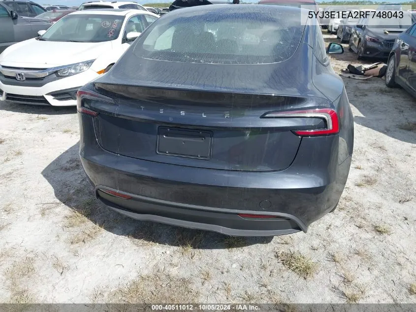 2024 Tesla Model 3 VIN: 5YJ3E1EA2RF748043 Lot: 40511012