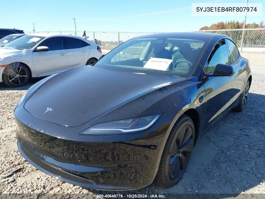 2024 Tesla Model 3 Long Range Dual Motor All-Wheel Drive VIN: 5YJ3E1EB4RF807974 Lot: 40648776