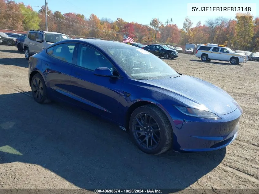 2024 Tesla Model 3 Long Range Dual Motor All-Wheel Drive VIN: 5YJ3E1EB1RF813148 Lot: 40698574