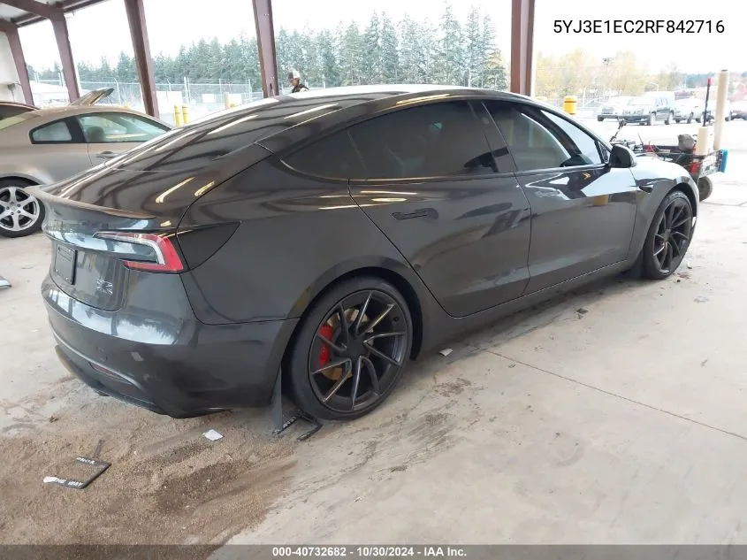 2024 Tesla Model 3 VIN: 5YJ3E1EC2RF842716 Lot: 40732682