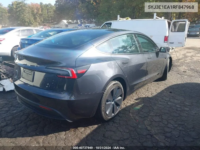 2024 Tesla Model 3 Rear-Wheel Drive VIN: 5YJ3E1EA1RF847968 Lot: 40737949