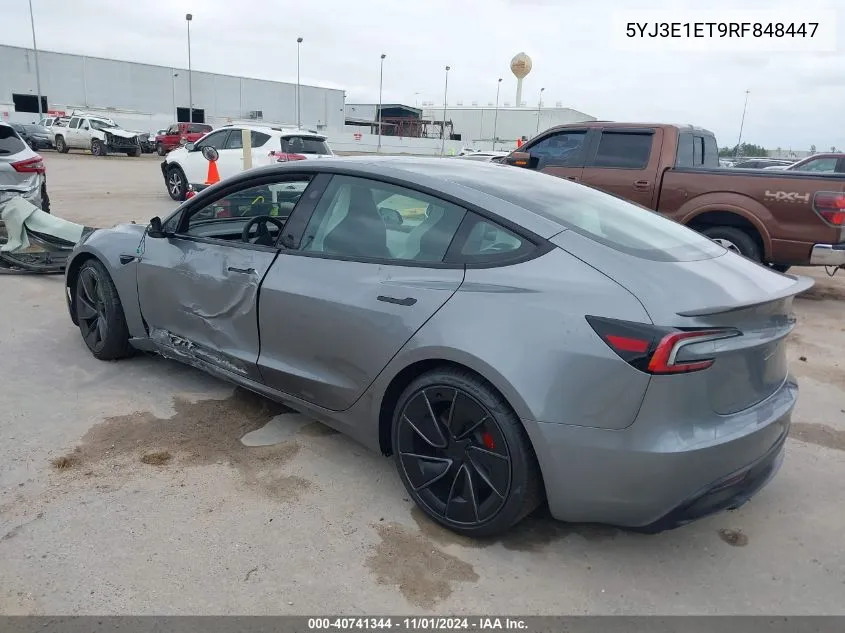 2024 Tesla Model 3 Performance VIN: 5YJ3E1ET9RF848447 Lot: 40741344